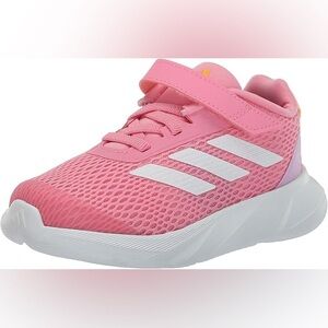 Size 10 Girls adidas Kids' Pink Mesh Sneakers with White Stripes